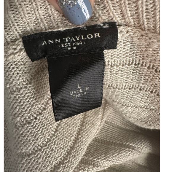 Ann Taylor cream short dolman sleeves open front cardigan size Large - Picture 3 of 14